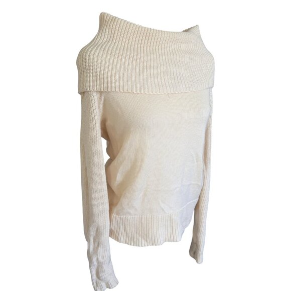 90s/Y2K Vintage Lauren Ralph Laure Off Shoulder Ivory Cream Sweater Womens Large - Picture 4 of 6